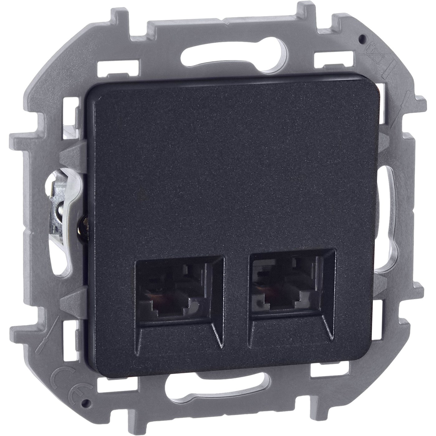 Inspiria розетка компьютерная двойная RJ45, 6 UTP, скрытой установки, антрацит (673843)