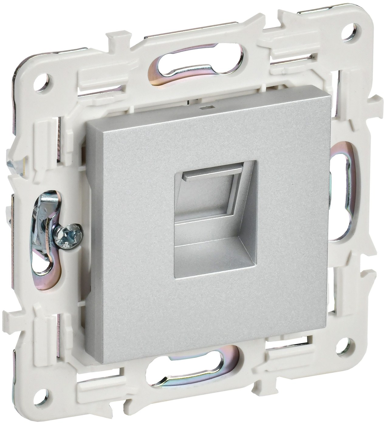 SKANDY Розетка компьютерная 1-местная RJ45 кат.5E SK-K01S скрытой установки серебряный (SK-K10-1-K23)
