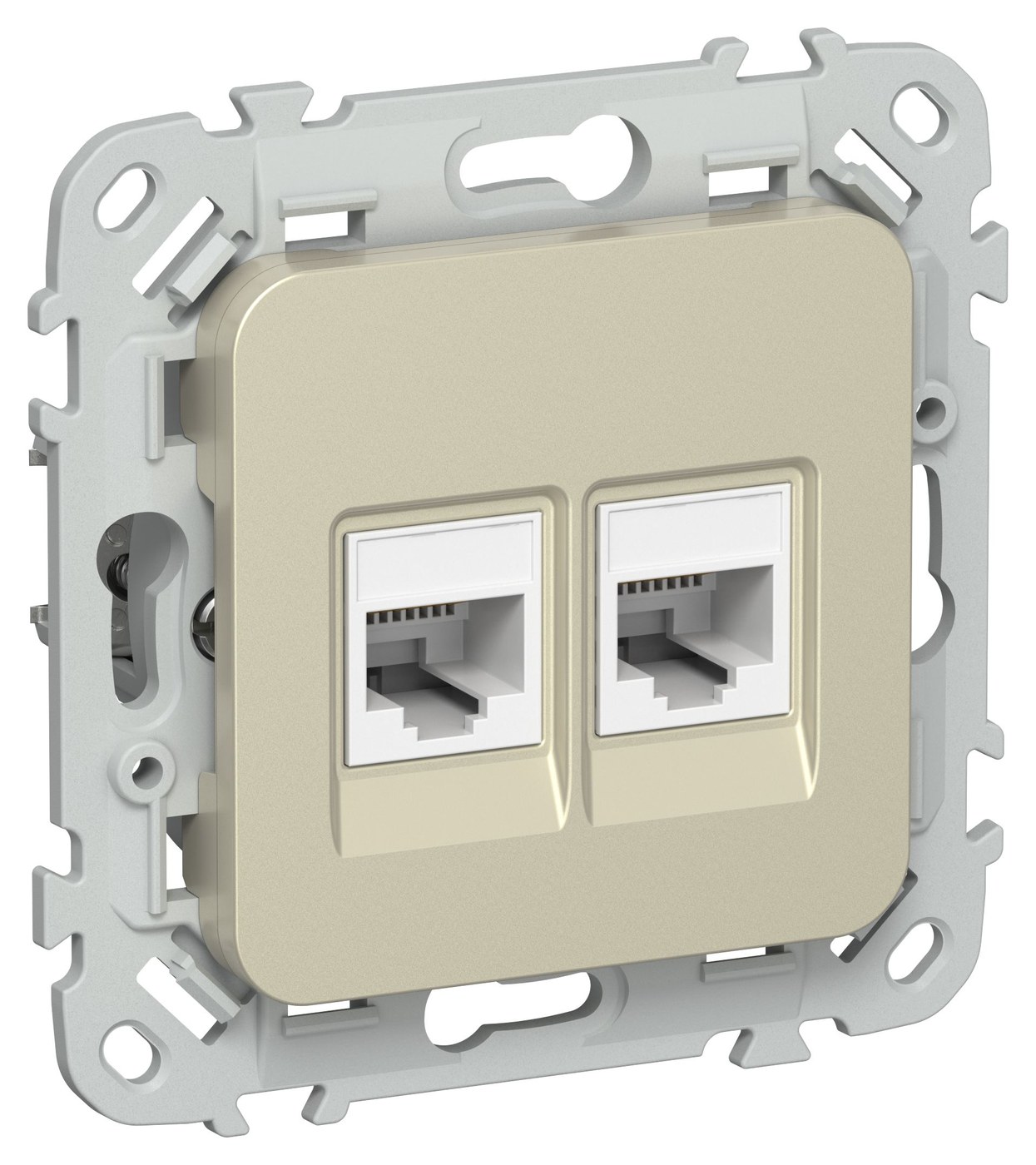 FLITE Розетка 2-местная компьютерная RJ45 кат 5Е UTP РК5е-2-0-ФлШ скрытой установки шампань (FI-K22-1-K37)