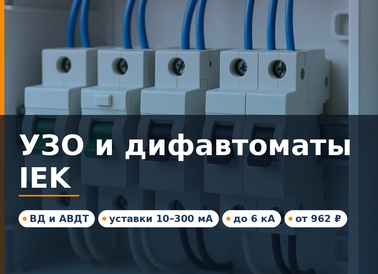 Модульные УЗО и дифавтоматы IEK на DIN-рейке