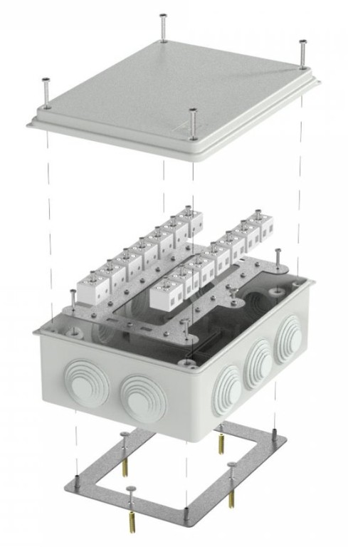 Коробка огнестойкая для о/п Е15-Е120 RAL7035 200х150х75 (40-0320-7035-FR6.0-28) (Промрукав)