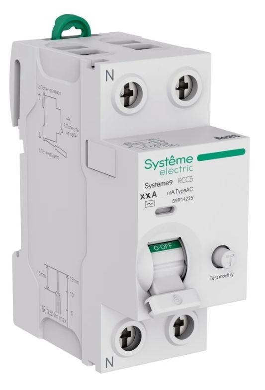 Systeme9 ВДТ 2P 40A 30мА Тип-AC 230В (S9R12240)