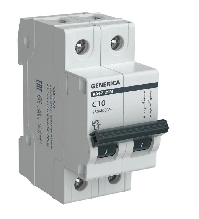GENERICA ВА47-29М 2P C 10А 4,5кА (MVA21-2-010-C-G)