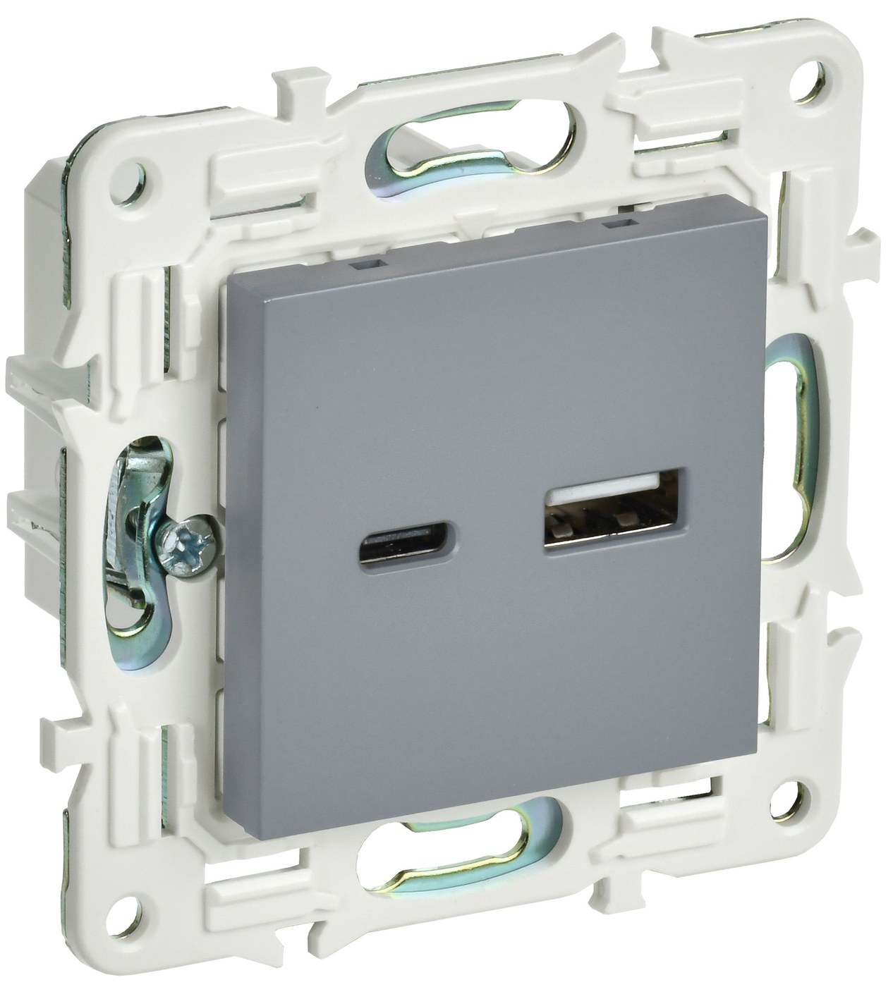 SKANDY Розетка USB A+C 18Вт SK-R13Gr скрытой установки серый (SK-U22-018-K03)