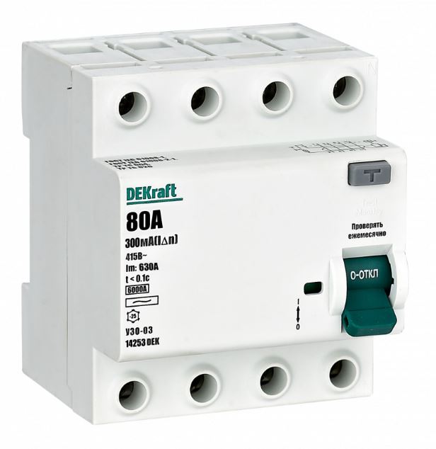 УЗО-03 ВДТ 4P 80А 300мА тип AC 6кА (14253DEK)