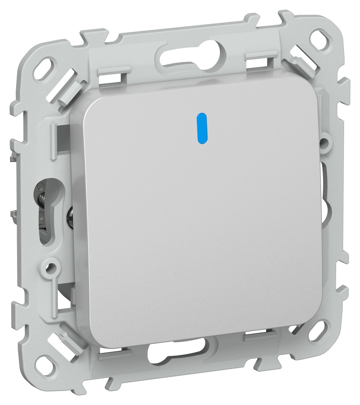 FLITE Выключатель 1-клавишный кнопочный с индикацией 10А ВС11-2-1-ФлА скрытой установки алюминий (FI-V14-1-10-1-K47)