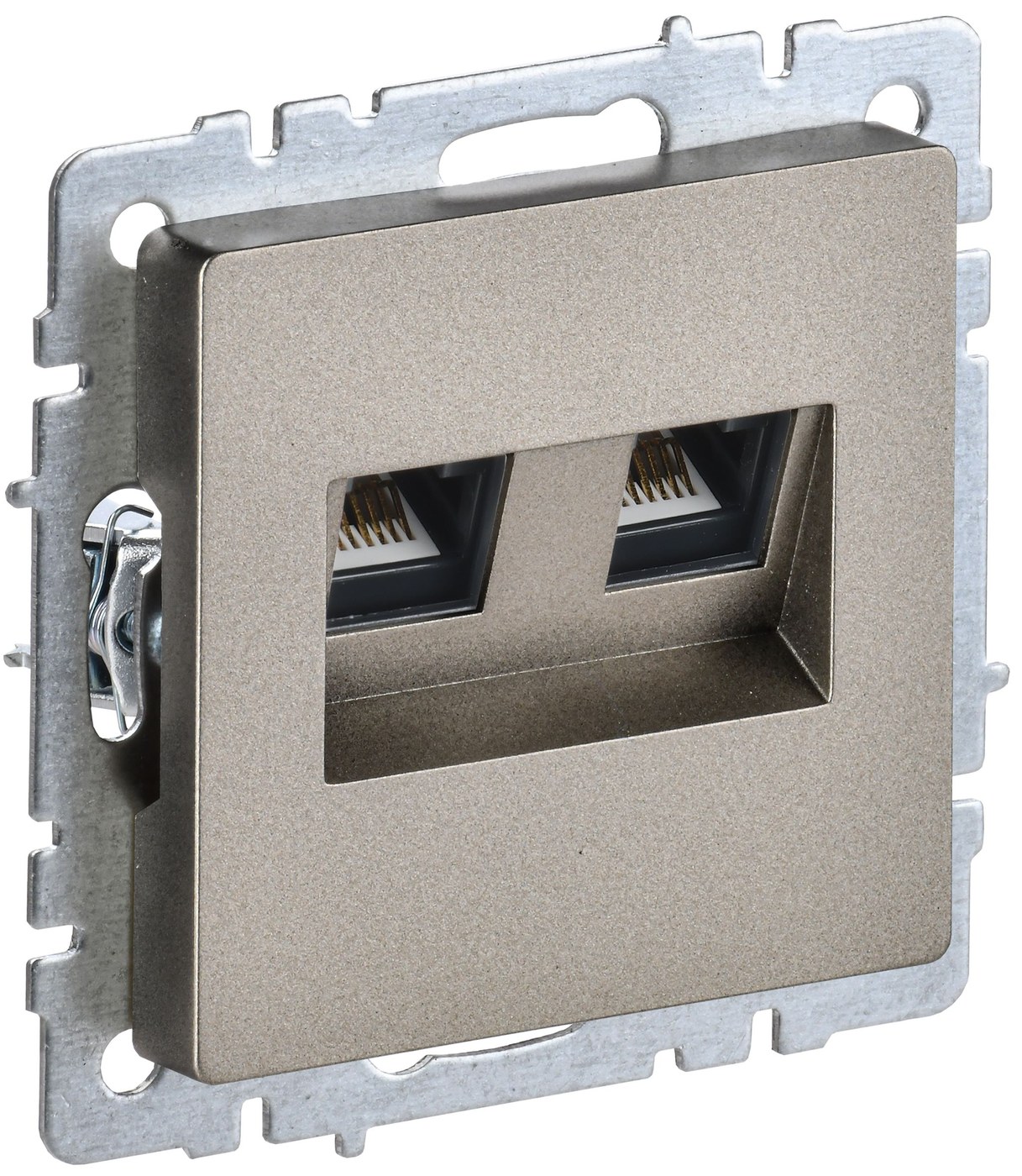 Розетка двойная RJ11+RJ45 BRITE кат.5E РК/Т12-БрШ скрытой установки шампань (BR-KT20-O-1-K37)