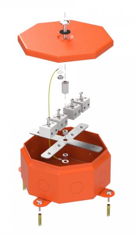 Коробка металлическая огнестойкая Октагон Е15-Е120 RAL2004 130х130х63 (70-0101-2004-FR6.0-8) (Промрукав)