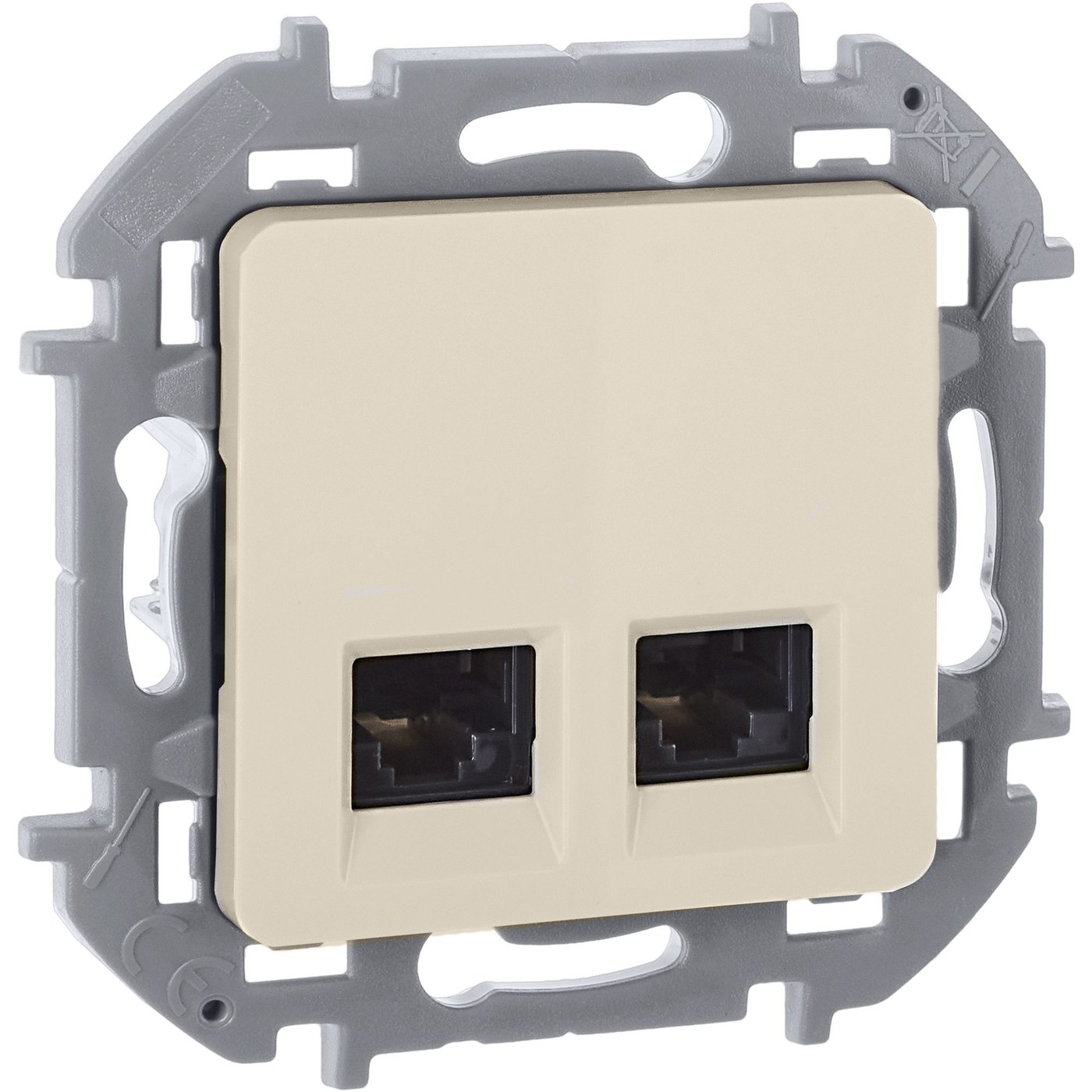 Inspiria розетка компьютерная двойная RJ45, 5e UTP, скрытой установки, слоновая кость (673836)