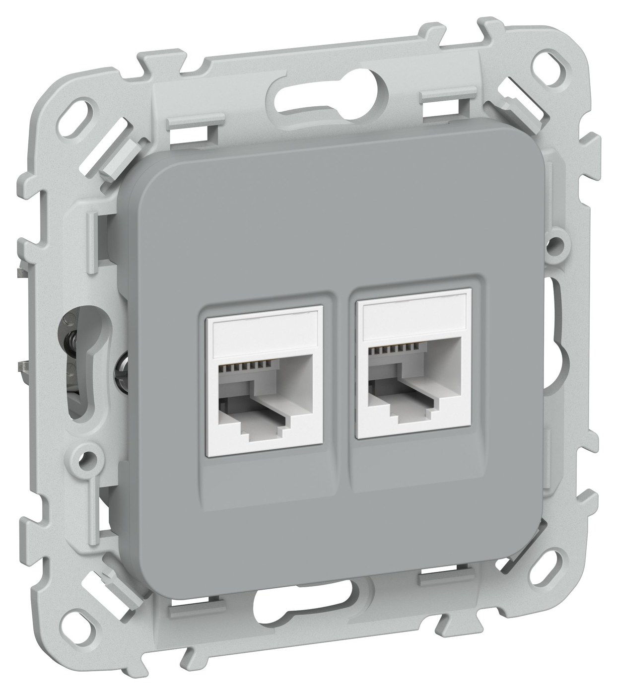 FLITE Розетка 2-местная компьютерная RJ45 кат 5Е UTP РК5е-2-0-ФлС скрытой установки серый (FI-K22-1-K03)