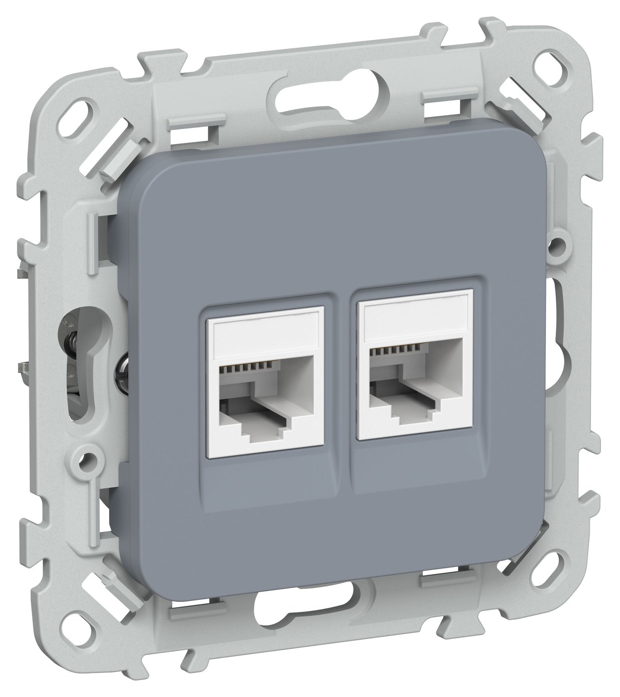 FLITE Розетка 2-местная RJ45/RJ11 кат 5Е/3 UTP РКТ5е/3-2-0-ФлМ скрытой установки маренго (FI-KT22-1-K35)