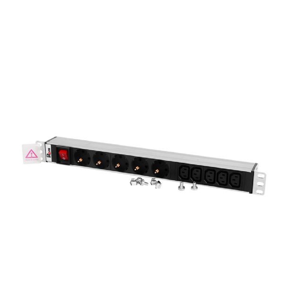 REM Блок розеток Rem-10 без шнура с выкл., 5 Schuko, 5 IEC 60320