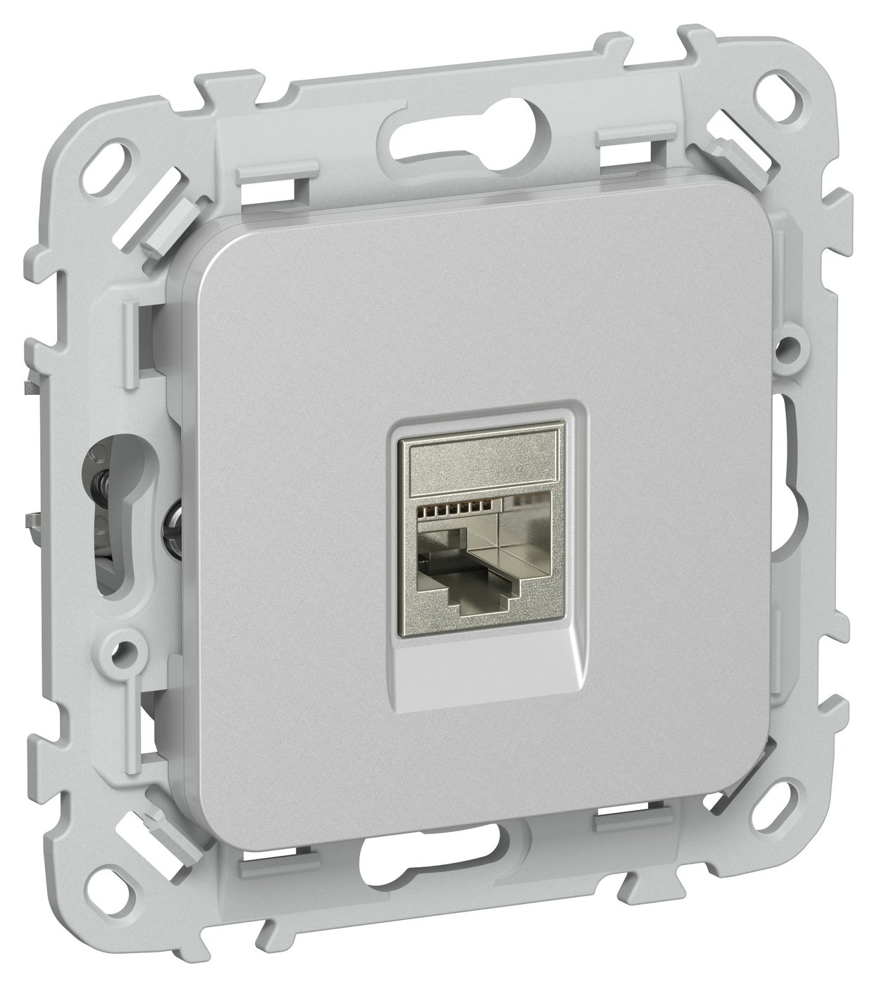 FLITE Розетка компьютерная RJ45 кат 5Е STP РК5е-1-1-ФлА скрытой установки алюминий (FI-K11-1-K47)