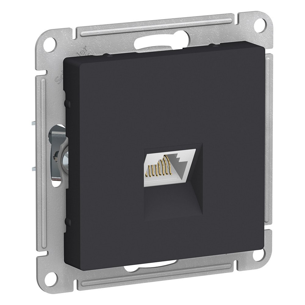 AtlasDesign розетка RJ45, кат. 5Е, 1-местная, скрытой установки, механизм, карбон (ATN001083)
