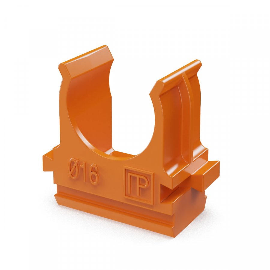 Крепеж-клипса для труб АБС-пластик оранжевая D16 (10 шт) (PR13.0066)