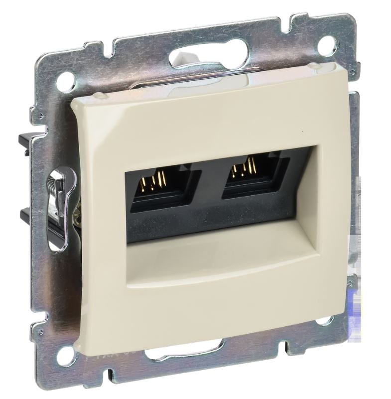 Valena розетка компьютерная 2хRJ45, Cat.6 UTP, скрытой установки, слоновая кость (774147)