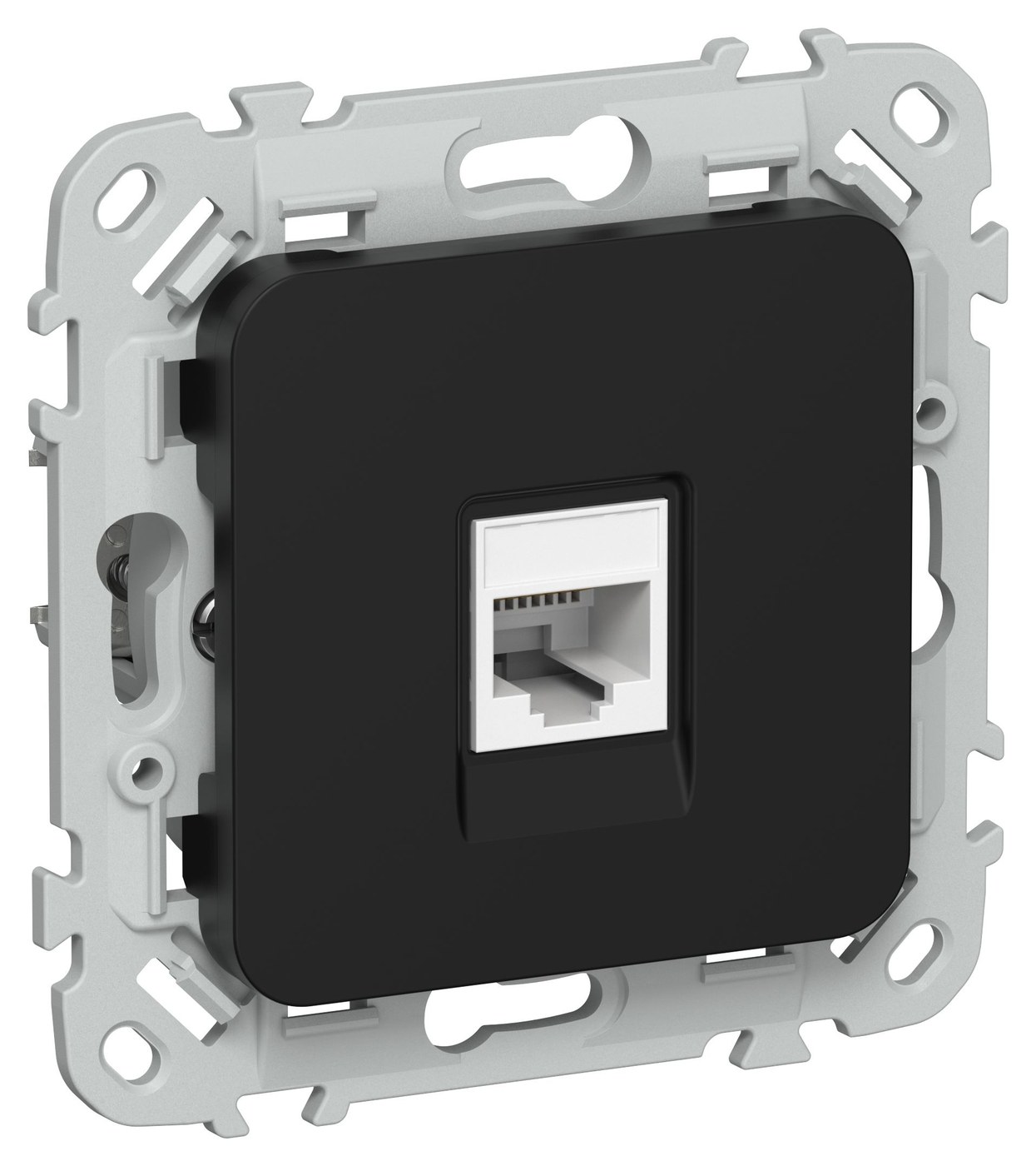 FLITE Розетка компьютерная RJ45 кат 6 UTP РК6-1-0-ФлЧ скрытой установки черный (FI-K12-2-K02)