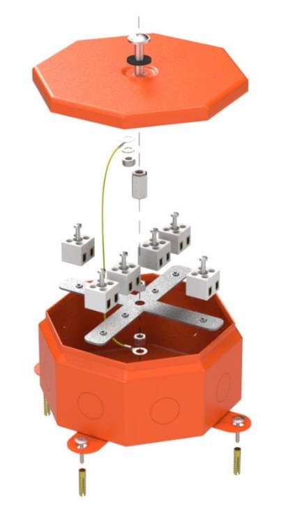 Коробка металлическая огнестойкая Октагон Е15-Е120 RAL2004 130х130х63 (70-0101-2004-FR2.5-12) (Промрукав)