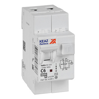 OptiDin D63-22C6-AC-У3 2п C6 30мА 4.5кА, КЭАЗ (328103)