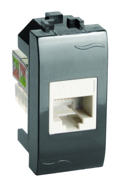 Розетка RJ-12 Brava 1 модуль 6P6C черная (77120N)