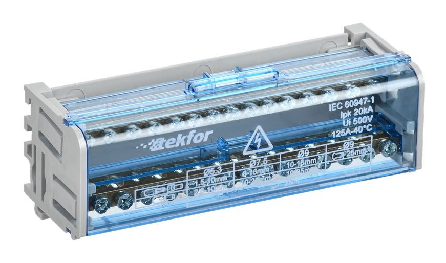 Шины на DIN-рейку (кросс-модуль) ШНК 2х15 L+PEN TEKFOR (TF-DN10-2-15-125)