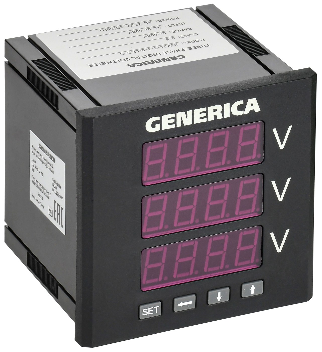 Вольтметр цифровой щитовой трехфазный 96х96 LED GENERICA (IDV21-5-3-0-LED-G)