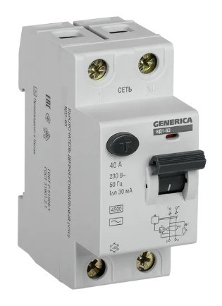GENERICA ВД1-63 2Р 40А 30мА (MDV15-2-040-030)