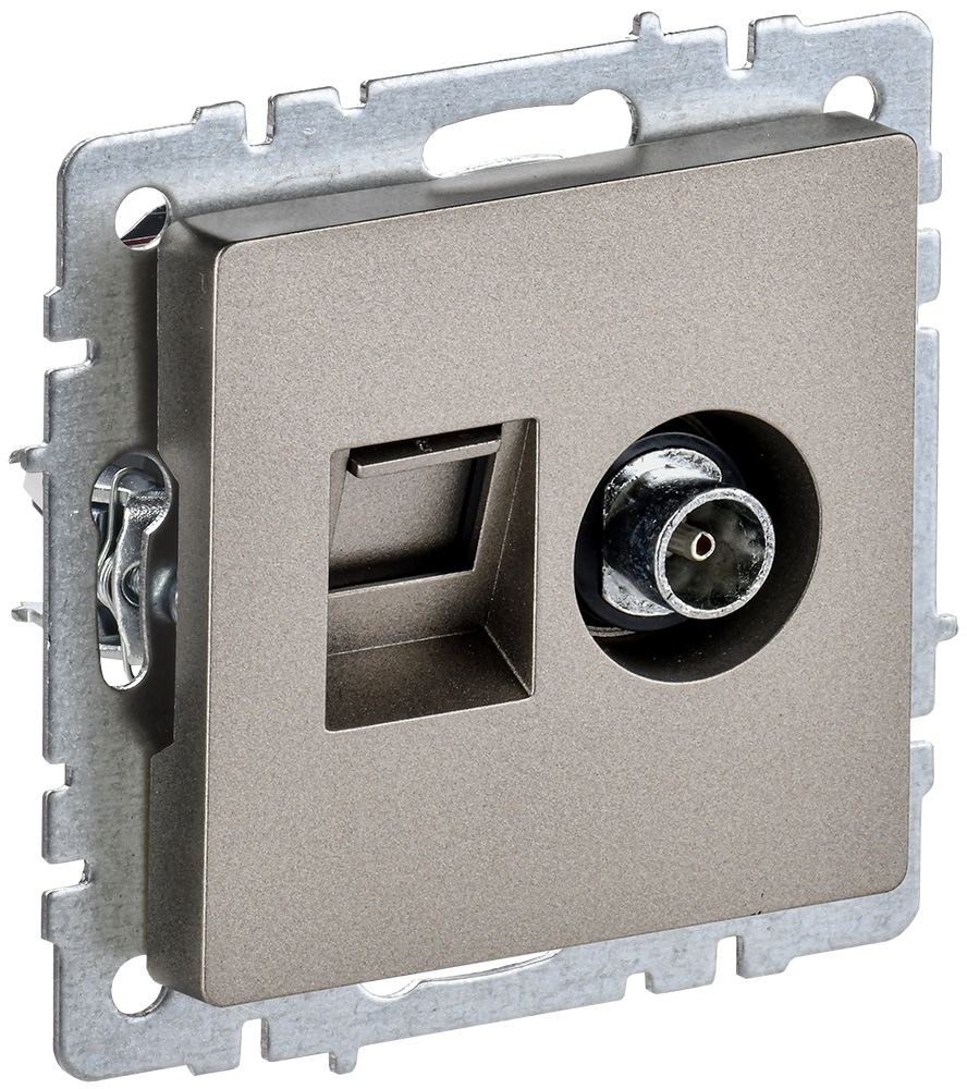 Розетка двойная TV+RJ45 BRITE кат.5E РТВ/РК12-БрШ скрытой установки шампань (BR-AK20-1-K37)