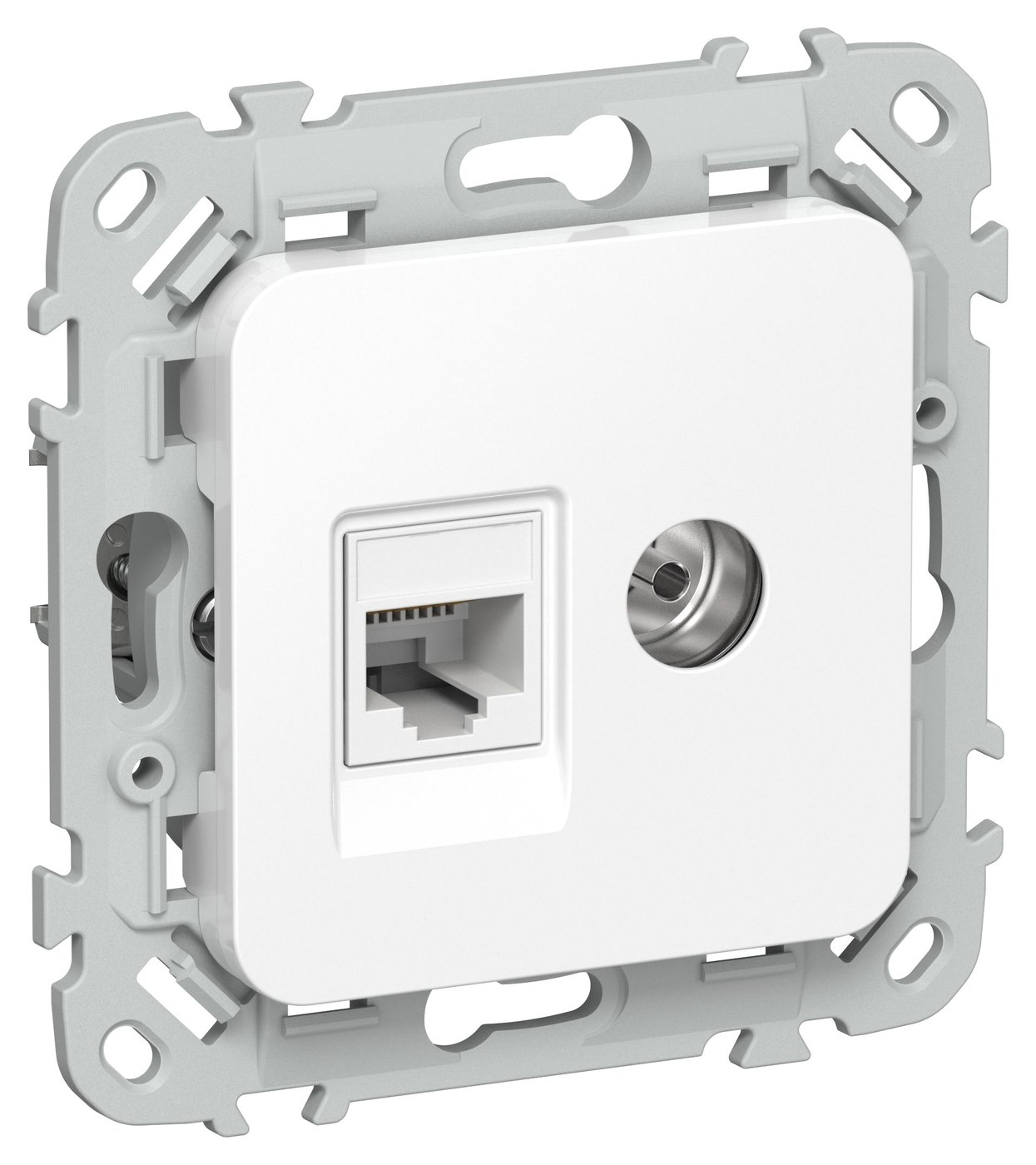 FLITE Розетка 2-местная RJ45/TV кат 6 UTP РКТВ6-2-0-ФлБ скрытой установки белый (FI-AK22-2-K01)